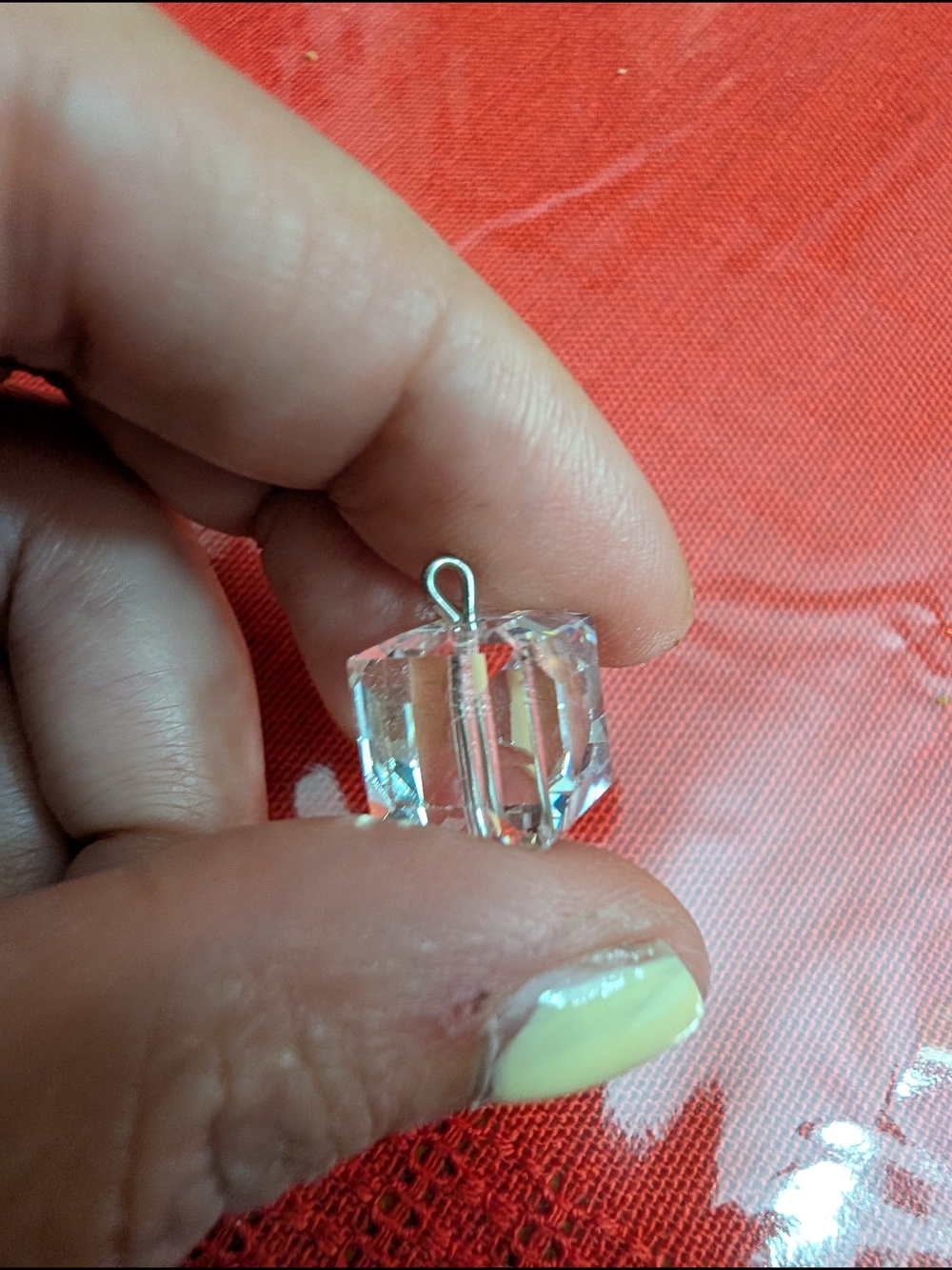 Clear Crystal Cube Pendant - Women Jewelry